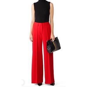 Milly Hayden Pintuck Flare Trousers Flame Size 8 NWT High Rise Statement
